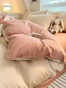 Bộ chăn ga gối 3 món màu be và hồng Marl, có thể giặt bằng máy - Màu Khaki - Xem 4