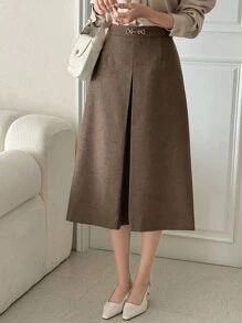 DAZY Falda esbelta de línea A con decoración metálica elegante para otoño/invierno