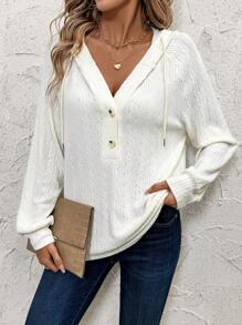 SHEIN Clasi 1pc Women's Fleece Texture Hooded Pullover Sweatshirt, Suitable For Autumn & Winter