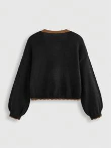 ROMWE Fairycore Chaqueta minimalista de talla grande con unicolor, parches, botones frontales y bordado de gráfico de ciervo, para invierno