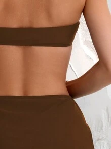 Swim Basics 3pcs Women Summer Vacation Bandeau Bikini Set