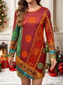 EMERY ROSE Đầm suông dài tay cổ tròn màu trơn đơn giản cho nữ, mùa thu - Nhiều màu - Xem 1