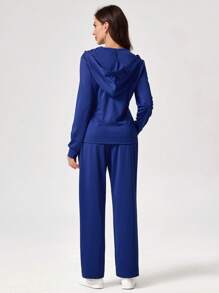 TaskEZ Solid Color Hooded Top And Pants Scrub Uniform Set