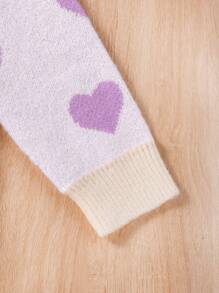 SHEIN Tween Girl Heart Shaped Loose Knit Sweater Set, Cute & - Purple - View 5