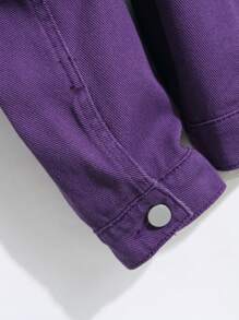 Manfinity Hypemode Chaqueta vaquera casual con manga larga, botones delanteros y bordado floral para hombres