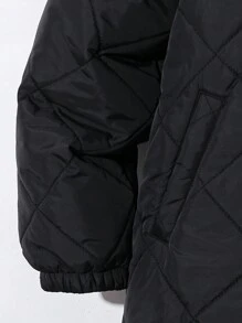SHEIN Leap Crew Tween Boy 休闲长款厚夹克，适合通勤、上学、日常休闲装、运动、秋冬季 - 黑色 - 查看 4