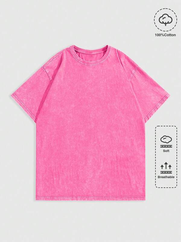 ROMWE MEN Street Life Men's Loose Fit Round Neck Short Sleeve T-Shirt For Summer Casual Wear, 2000s Style