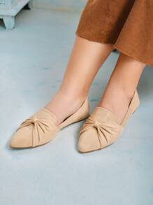 CUCCOO CURVES Women Wide Fit Apricot Casual Slip-On Flats, Plus Size New Year Holiday Valentines