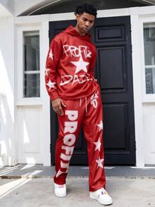 PAVTROS Set de hanoraci și pantaloni de trening pentru bărbați, cu litere și pentagrame, casual