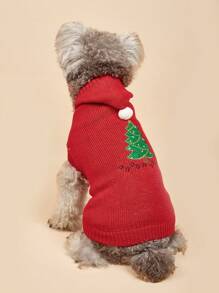 PETSIN Christmas Red Christmas Tree Cute & Warm Pet Sweater - Red - View 4
