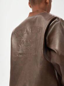 SHEIN Teenager Jungen Vintage Jacke im Used-Look aus Kunstleder, lässiger, cooler Stil