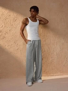 Forever 21 Men's Autumn And Winter Sportswear, Fitness Wear Loose Jogging Pants Gray - Grey - View 3