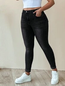 EURMUSE WOMEN PLUS SIZE SKINNY HIGH WAIST JEANS