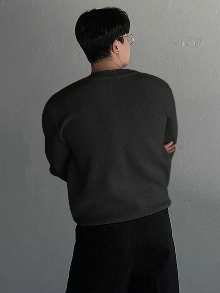Men's Casual Everyday Solid Color V-Neck Sweater, Autumn/Winter