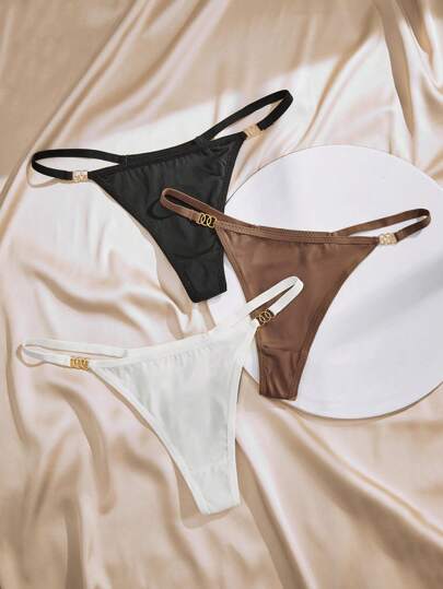 Charlaine 3 pièces Culottes femme sexy et confortables avec détail de chaîne