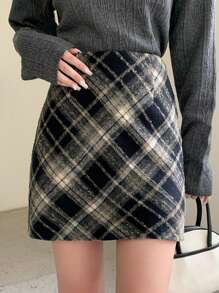 DAZY 女士秋冬格子裙，休闲日常装 - 彩色 - 查看 4