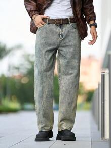 Manfinity Hypemode Jeans casual da uomo, gamba dritta, ampi
