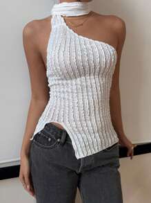 SHEIN Essnce Áo len cổ lọ dệt kim Jacquard mới về năm 2024 cho nữ - trắng - Xem 3