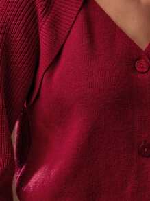 MOTF PREMIUM 羊毛插肩袖纽扣开衫 - 酒紅色 - 查看 10