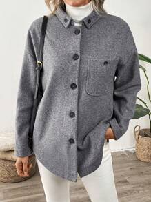 EMERY ROSE Grey Ladies' Overcoat Winter Outfits Women Clothes