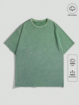 Street Life Men Summer Solid Color Round Neck Short Sleeve Casual T-Shirt
