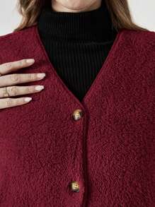 EMERY ROSE Abrigo de invierno con bolsillos tipo chaleco de talla grande con doble bolsillo