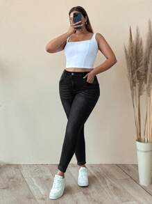 EURMUSE WOMEN PLUS SIZE SKINNY HIGH WAIST JEANS