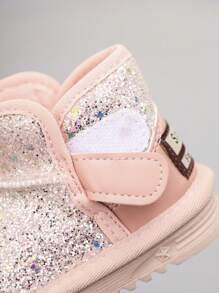 1 Pair Baby Girl Glitter Soft Warm Non-Slip Snow Boots, Suitable For Outdoor Wear In Autumn & Winter