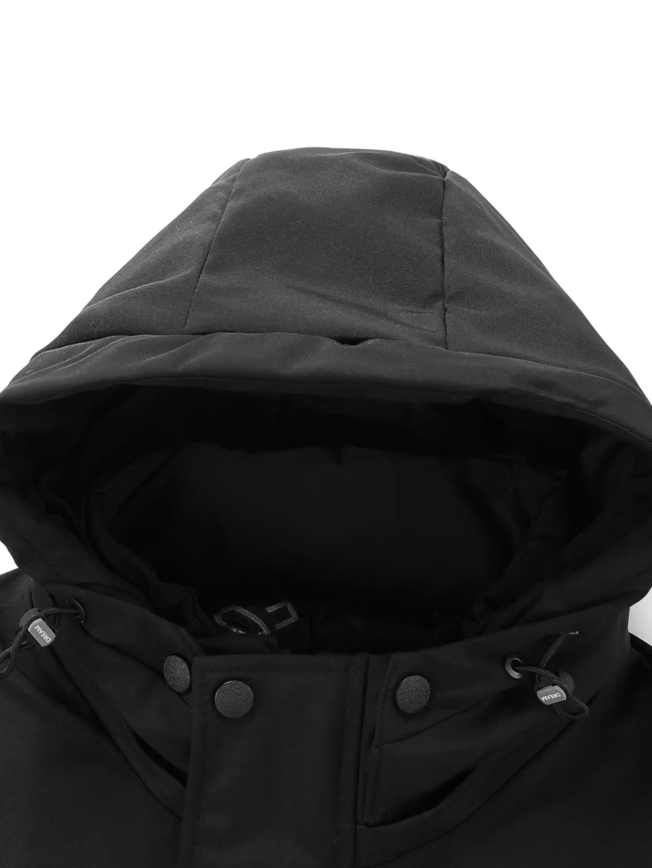 Manfinity Homme 1 件男士纯色连帽拉链长袖加厚外套，冬季外出黑色外套，适合朋友、丈夫、男朋友的礼物 - 黑色 - 查看 4