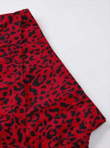 Chiquease Women's Fashion Leopard Print Side Twist Midi Skirt - Red - View 3