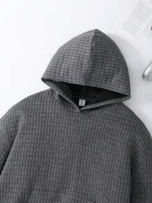 SHEIN 2pcs/Set Teenager Girls' Basic Loose Casual Sport Campus Pocket Hoodie & Pants Set, Charcoal Grey, Autumn/Winter