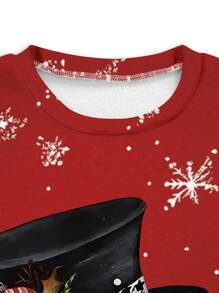 INAWLY Women Snowman Print Crew Neck Long Sleeve Sweatshirt, Casual Daily Wear Pullover Fall Outfit