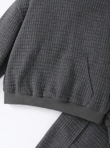 SHEIN 2pcs/Set Teenager Girls' Basic Loose Casual Sport Campus Pocket Hoodie & Pants Set, Charcoal Grey, Autumn/Winter