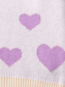 SHEIN Tween Girl Heart Shaped Loose Knit Sweater Set, Cute & - Purple - View 4