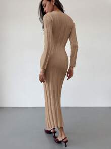 Aloruh 新款圆领长款针织连衣裙，舒适保暖的内搭或单穿，百搭休闲通勤连衣裙