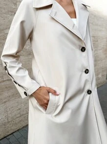 EURMUSE Premium Quality, Waterproof Feature, Button Sleeve Detailed Coat - Beige - View 7