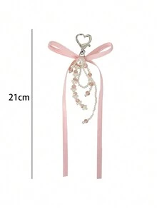 ROMWE Kawaii 1 chiếc nơ đính hạt ngọc trai pha lê hình trái tim cho bé gái/Phụ kiện túi xách - Nhiều màu - Xem 3