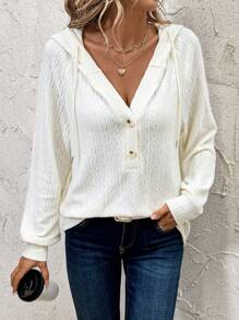 SHEIN Clasi 1pc Women's Fleece Texture Hooded Pullover Sweatshirt, Suitable For Autumn & Winter