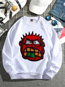Manfinity EMRG Sudadera casual de cuello redondo de manga larga para hombre con estampado gráfico minimalista, Camiseta gráfica roja, Camiseta gráfica