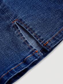 SHEIN MOD Women's Summer Fashion Square Neck Slit Bodycon Denim Dress