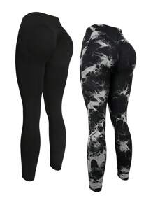 Easithlete Women Slim Fit Yoga Leggings, Casual Daily Wear - Multicolor - View 1