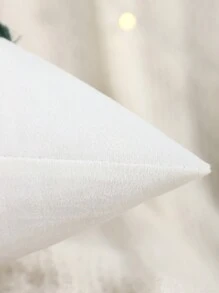 1pc Plush Christmas Tree Pillow Cover, Plush Embroidered,Fall Decor,Autumn Decor,Room Decor - White - View 3