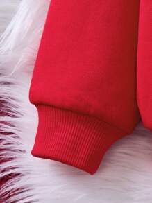 TEENAGE MUTANT NINJA TURTLES | SHEIN Young Girl Red Christmas Graphic Letter Print Casual Round Neck Long Sleeve Sweatshirt - Red - View 5