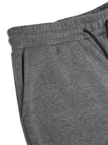 Manfinity Homme 2pcs Men's Casual Solid Color Stand Collar Sweatshirt And Sweatpants Set, Men Sweat Suit, Men Jogging Outfit, Men Outerwear Co Ords - Grey - View 7