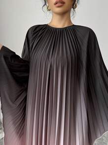 SHEIN Privé 女士优雅渐变褶皱长裙，秋季 - 彩色 - 查看 5