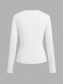 SHEIN EZwear 3pcs Women Y2K Basic Slim Fit Long Sleeve Button-Up Shirt Set