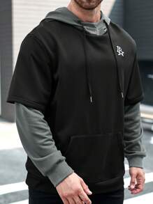 Manfinity Homme Plus Size Men's Casual Contrast Color Letter Print Hoodie, Suitable For Autumn - Multicolor - View 4