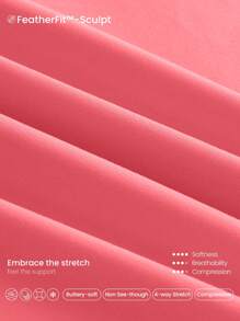GLOWMODE FeatherFit™-Sculpt Full Coverage Side Support Wide Strap Crossover Sports Bra Light Support Low Impact Yoga Pilates Daily - Coral Pink - View 5
