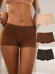 Set de 3 bragas elásticas cómodas y suaves de tonos terrosos para mujeres