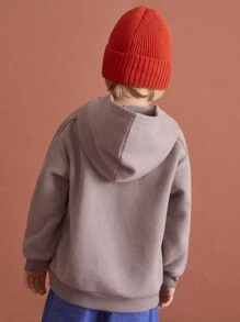 THE HAPPY LOOK Young Boys' Cartoon Pattern Casual Hooded Long Sleeve Loose Sweatshirt, Versatile For Autumn/Winter